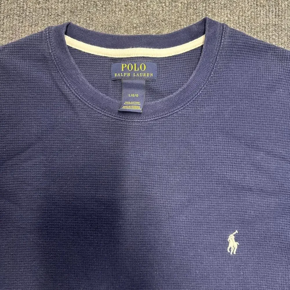 Polo Ralph Lauren Men’s Waffle-Knit Thermal Long Sleeve Crewneck Shirt Preppy L